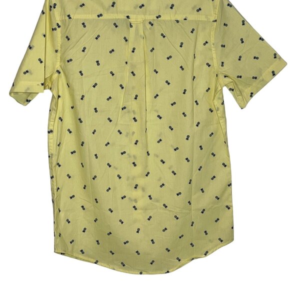 Chaps Men’s Pineapple Print Button Down Shirt Yellow Short Sleeve Small NWT - Picture 2 of 6